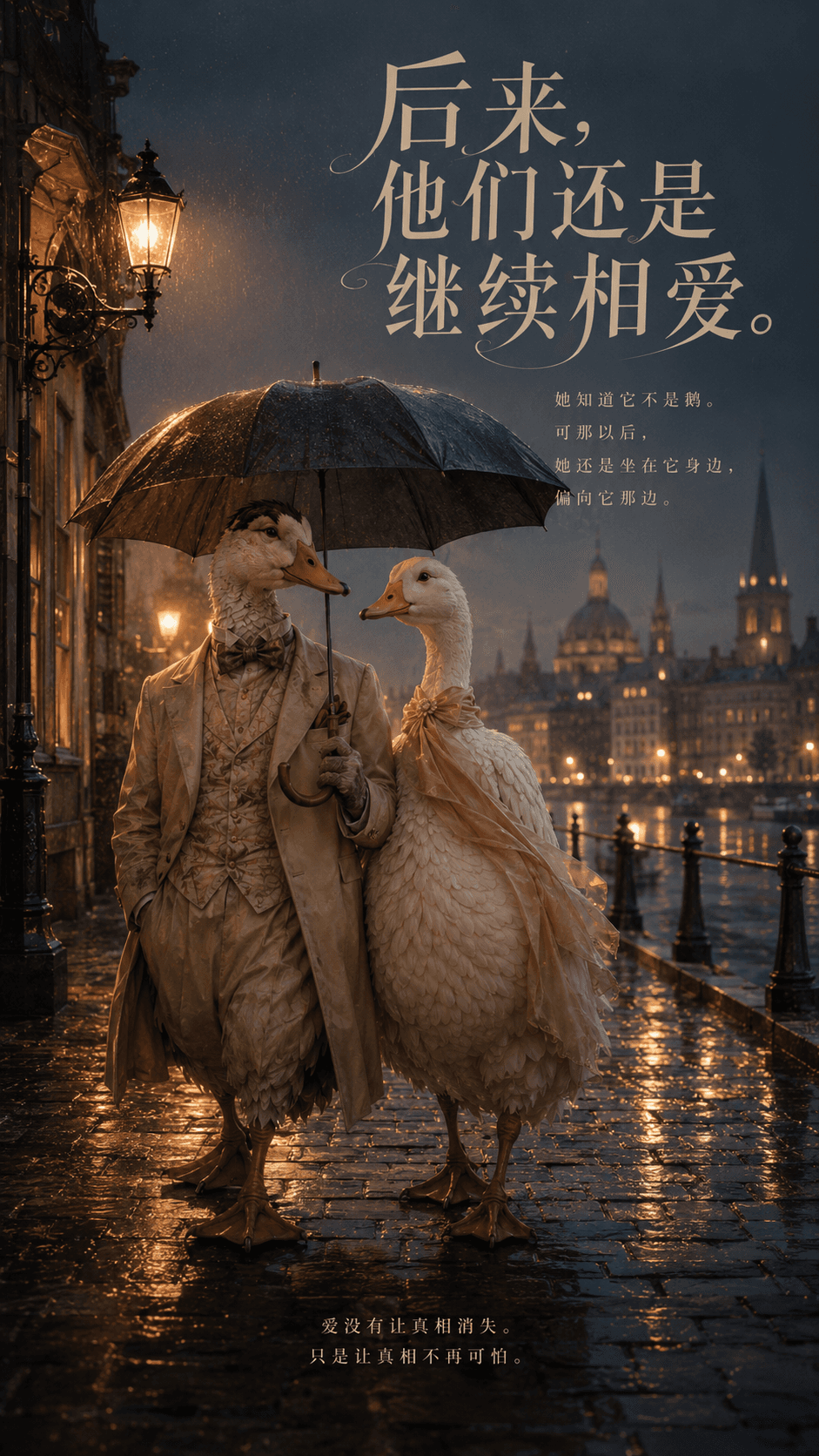 14. 后来，他们还是躲进了雨里。
