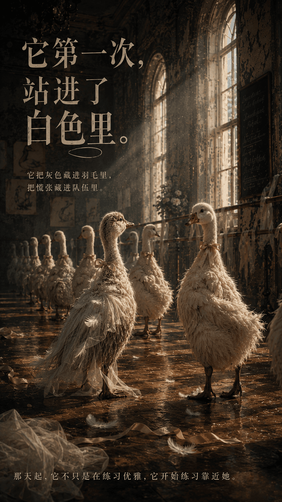 6. 它第一次，站进了白色里。